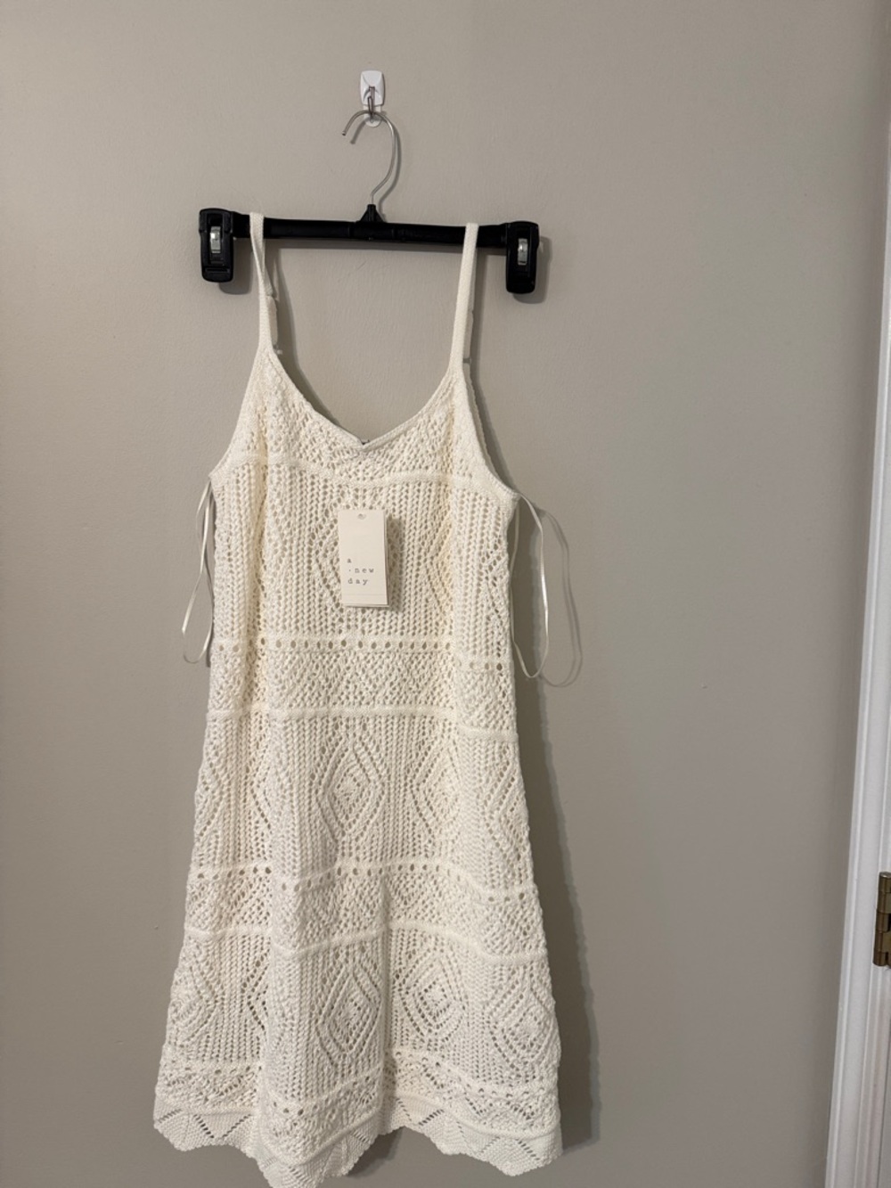 a new day Cream Crochet Mini Dress